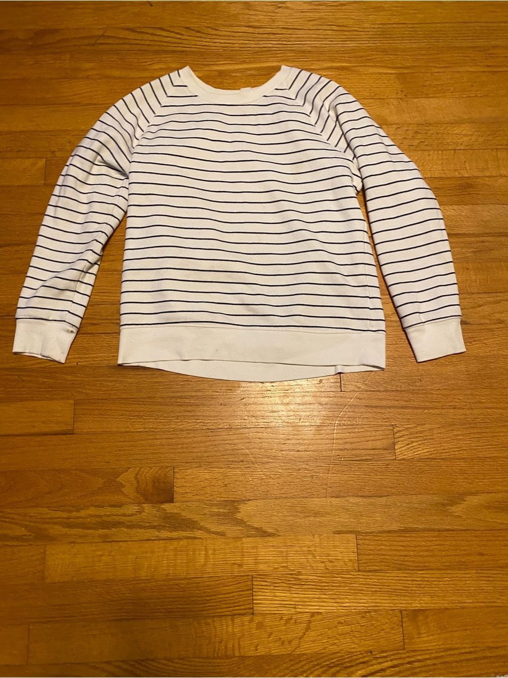 Old Navy White Crewneck Sweater with Navy Stripes